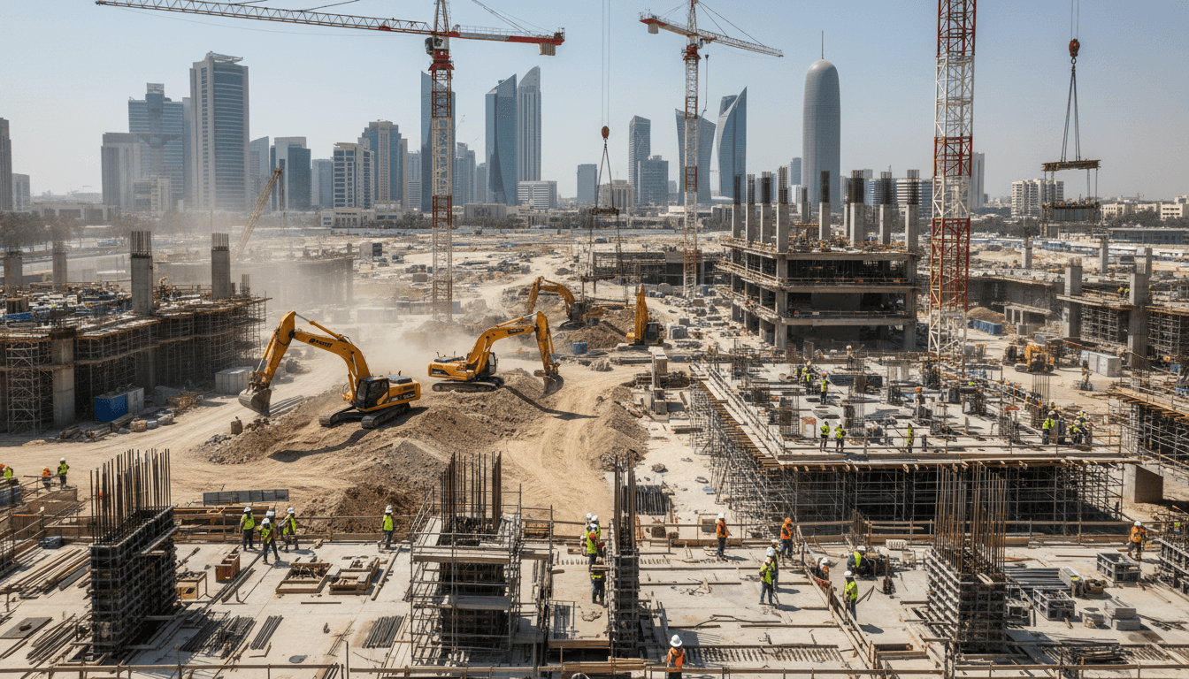 Civil works - large-scale construction site and infrastructure