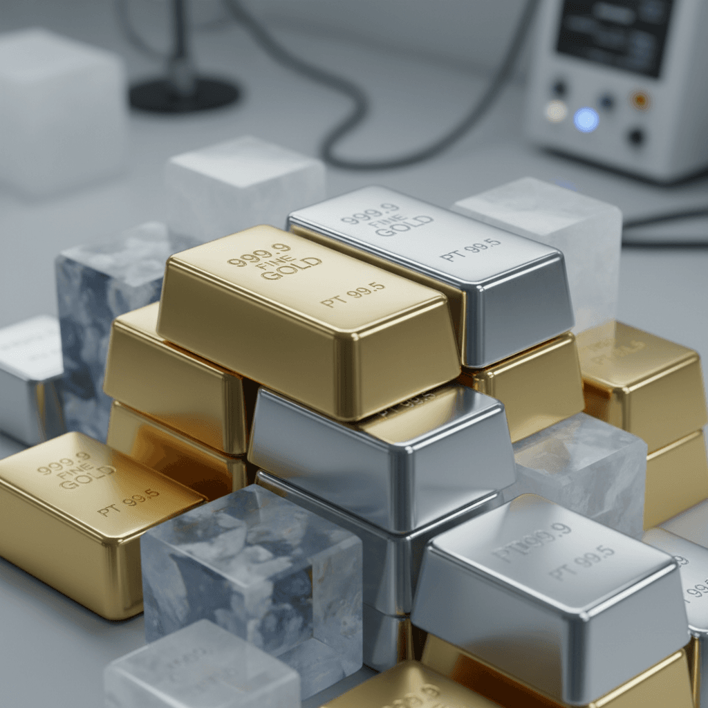 Refined precious metal ingots ready for trade