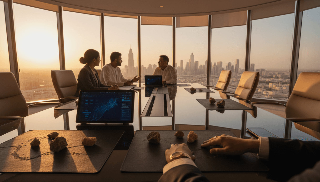 Professional team in conference room discussing natural resources and strategic advisory services